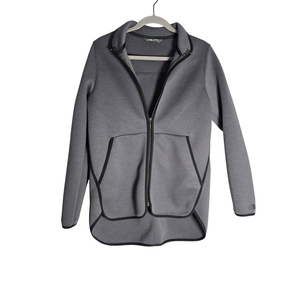 The North Face Women's Medium Neo Thermal 3D Full Zip Jacket grey black trim.
